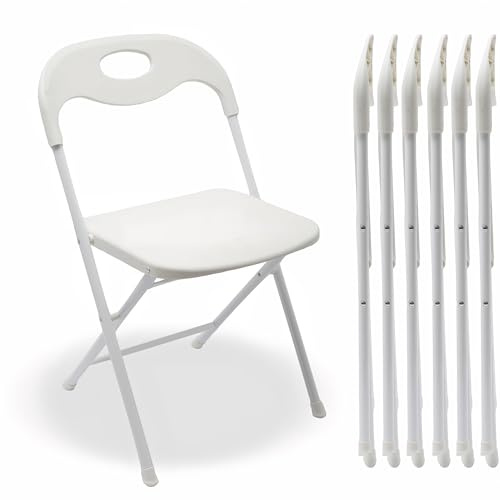 Huacan Klappstühle Set 6 Stück Weiß Klappbare Stühle Belastbar Bis 158 kg Klappstuhl Geeignet für Männer Damen Büro Haus
