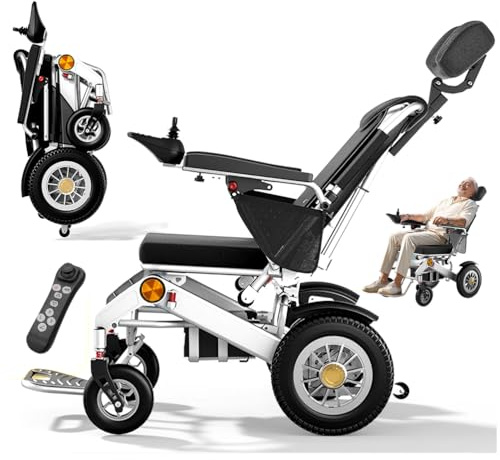 ZQHQKJ Elektrorollstuhl manuell faltbar – leicht & kompakt, 700W Brushless, 30 Ah Akku (bis 45 km), Liegefunktion 90–140° per Fernbedienung, Sitz 45 cm, stoßgedämpft, für Senioren & Reise,12ah