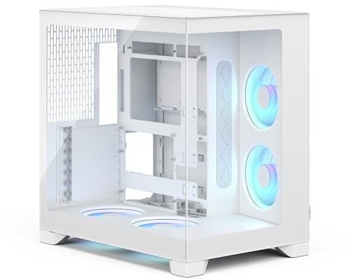 Fractal Design Pop 2 Vision White RGB PC‑Gaming‑Gehäuse mit Panoramaglas – Dual‑Kammer‑Design – 4 RGB‑Reverse‑Lüfter – ATX/E‑ATX/mATX/ITX