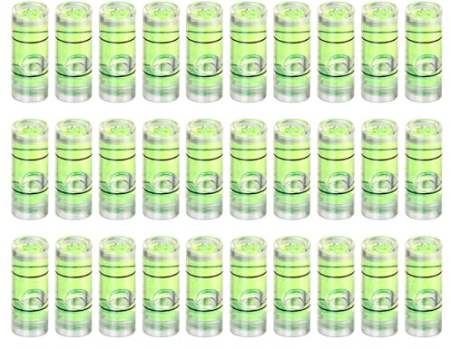 sourcing map Lot de 30 petites fioles cylindriques de niveau à bulle en PMMA 13 x 5 mm - Mini niveau à bulle horizontal - Outils de mesure pour camping-car, TV, cadre photo - Outil de mise en niveau