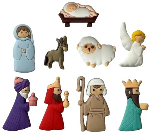 Kühlschrankmagnet, 9 Stück/Set, Weihnachtsknöpfe, Kunstharz, Krippenknöpfe mit Flacher Rückseite, Weihnachtsverzierungen zum Basteln und Nähen
