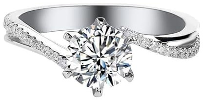 Whoiy Ringe 950 Platin Damen Größe 47 (15.0), Verlobungs Ringe Echtgold Moissanite 1ct Eheringe Solitär Goldring für Frauen