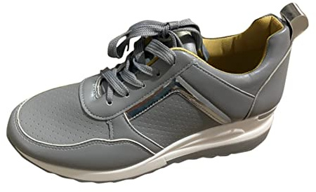 Sneaker dam läder eleganta, sneakers dam kilklack platå sportskor andas promenadskor, slitstarka fritidsskor, mjuka bekväma sommarskor, trendiga vandringsskor, lätta utomhusskor, GRÅ, 41 EU