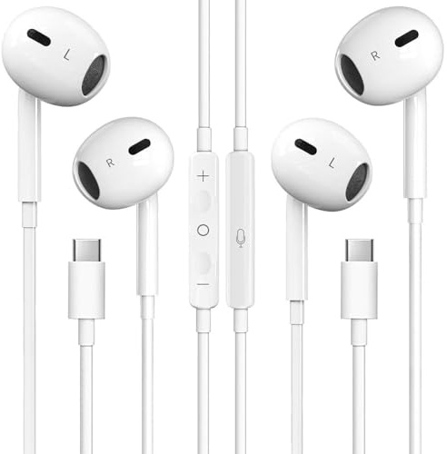2 Pack Écouteurs USB C pour iPhone 17 16 15 Pro Max, Intra Écouteurs Filaire USB Type C Casque avec Micro et contrôle du Volume pour iPhone 17 16 15, Galaxy S23/S22/S21/S20/Ultra Note 10/20, Pixel 9