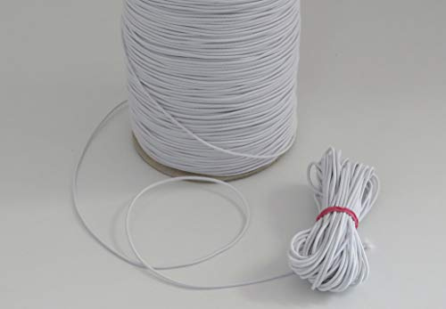 MB Gummikordel, 2 mm Bandstärke, Bandfarbe weiß, 65% Dehnung, 10 Meter am Stück