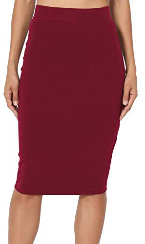 Pretty Fashion Plain Pencil Skirts for Women UK with Separate Elasticated Waist Women's Skirts Midi Length Approx 25 Inches Knee Length Black Skirt Ladies Pencil Skirt Multiple Colours UK 8-22