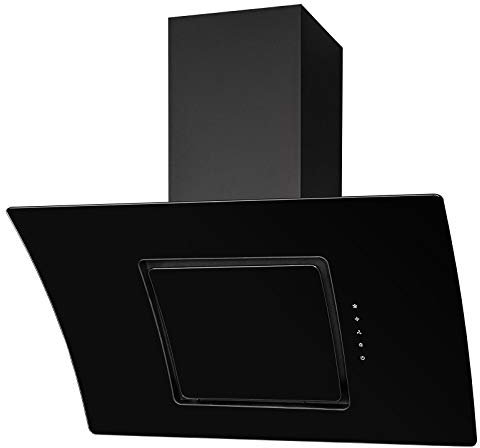 SIA 90cm Touch Control Black Angled Curved Glass Cooker Hood Kitchen Extractor