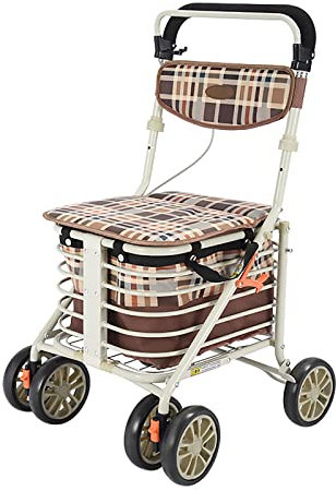 Walker with Seat and Wheels Rollators 4 Wheel with Seat Folding Lightweight Walking Aids Mobility Walkers with Padded Seat,Lockable Brakes and Carry Bag,Adjustable Height Gift for Mom Dad