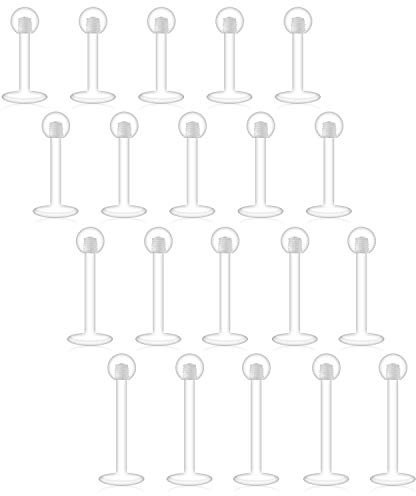 D.Bella 16G Lippenpiercing Stecker Retainer Durchsichtig Plastik Labret Ring Retainer Flexible Bioflex Ohrstecker Tragus Helix Daith Piercing Kunststtoff Cartilage Ohrpiercing