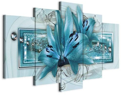 murando - Leinwandbild blau, 200x100 cm, 5-teilig, Schlafzimmer, Wohnzimmer | Hochwertige Leinwand, sofort aufhängbar, ideal fürs Wohn- oder Schlafzimmer, wasserfest und lichtecht, langlebig, stilvoll