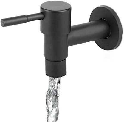 Spüle Wasserhahn Bad, Waschtischarmatur Vivenis Edelstahl Schwarz Schnell Einzel Kaltwasserhahn Mopp Pool Wasserhahn Außengewinde G1/2in(G 1/2'')