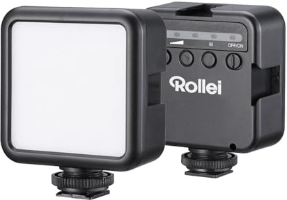 LED Videoleuchte, Rollei Lumis Mini Kamera Licht 5.500 K Tageslicht CRI 95+ Fotolampe Dauerlicht Fotografie Professionelle mit Akku für Makro Aufnahmen Produktfotografie und YouTube Vlogs