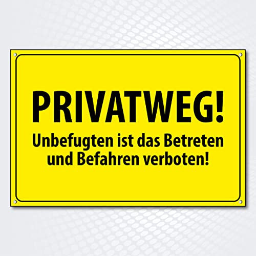 Hochwertiges Schild Aluminiumverbundplatte mit UV-Schutzlackierung  PRIVATWEG 200 x 300 mm rechteckig | Betreten verboten | Befahren Verboten | Hinweisschild aus Wetterfestem Alu/Dibond