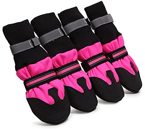 ZZDH Hundeschuhe Pfotenschutz 4 Teile/Satz wasserdicht Winter Hund Schuhe rutschfeste Regen Schnee Stiefel Schuhe dick warm für Socks Booties wasserdichte Breathable
