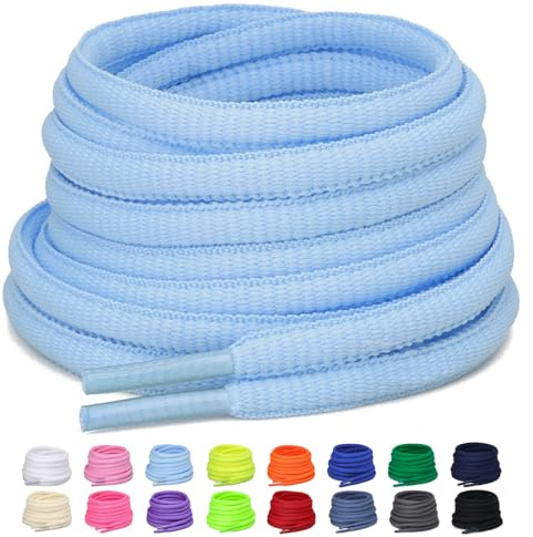 Puzeam 2 Paia Lacci Ovali per Scarpe Sportive, larghezza 6mm, Mezzi Lacci Rotondi per Sneakers, 16 Colori Stringhe per Scarpe da Corsa e Stivali - Azzurro 120