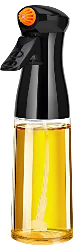 Glass Oil Sprayer, 7oz Olive Oil Mister, Food Grade Portable Refiilable Oil Vinegar Spritzer Sprayer Bottles for Air Fryer, Kitchen, Salad, Baking, BBQ, Frying(black)