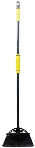 Xifando Four-Section Rod Long-Handled Broom,Heavy-Duty Broom, Angle Broom for Outdoor/Indoor（Black+Yellow）