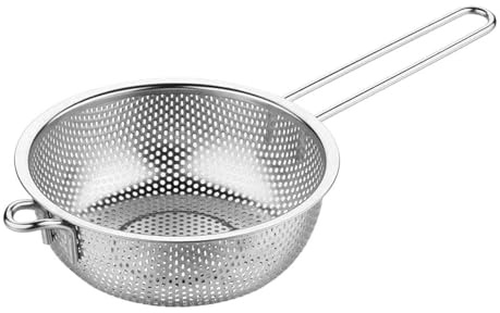 Stainless Steel Basin Colander with Handle Kitchen Strainer, Resting Feet and Colander to Strain, Rinse, Fry, Steam or Cook Vegetables & Pasta & Wash fruits