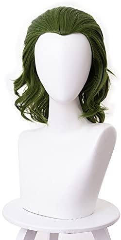 SEIZIS Wig Anime Cosplay 2019 Joker Origin Movie Clown Joker Perücke Cosplay Kostüm Joaquin Phoenix Arthur Fleck Lockiges grünes hitzebeständiges Kunsthaar