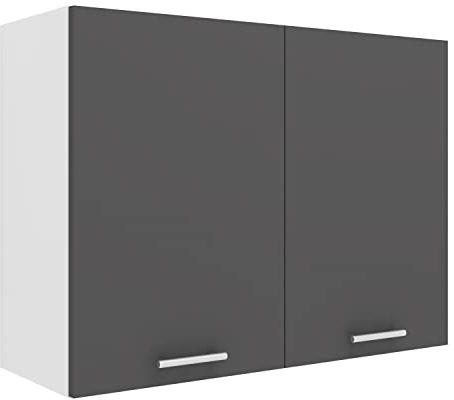 VCM Armadio da cucina sospeso | Dimensioni ca. 60 x 80 x 31 cm (altezza x larghezza x profondità) | Armadio sospeso con due scomparti | Mobili da cucina - Esilo bianco/antracite