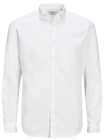 Jack & Jones Jprblacardiff Camiseta L/S Ps Noos Camisa, Hombre, Blanco/Ajuste: Corte Holgado, 7XL Grande