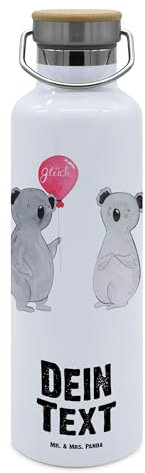 Mr. & Mrs. Panda Thermosflasche personalisiert Koala Luftballon - Personalisierte Geschenke, Trinkflasche, Party, Mit Namen, Geburtstag, Flasche, Sportflasche, Wasserflasche, Geschenk