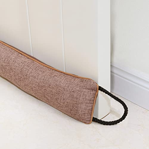 Marwood Zugluftstopper für Tür und Fenster, 106 cm, Windstopper, Beschwerter Französischer Luftstopper, Haustür-Schlangen-Geräuschblocker für Unterseite, Braun