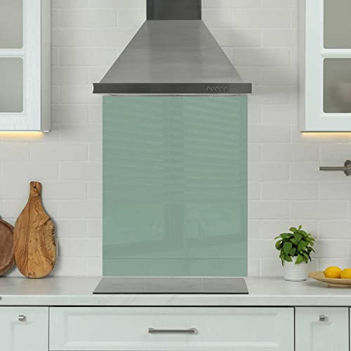 Premium 60 cm x 75 cm Green Glass 6mm Kitchen Splashback Heat Resistant Toughened Polished Edges - Back Splash Back Coloured Hob Painted Tempered Splashback