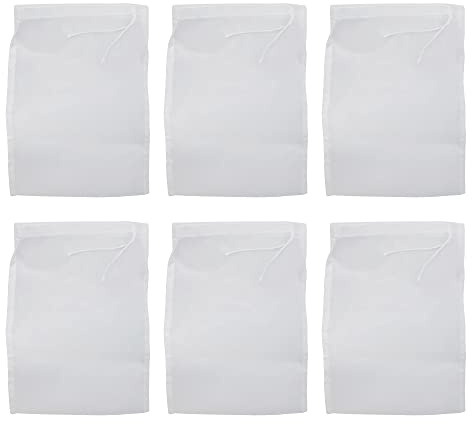 UMCHU 6 Stück 300 Maschenweite Nylon Nussmilchbeutel,feinmaschiges Passiertuch Filtertuch waschbar,für Nussmilch Obstsaft Gemüsesaft(15 * 20cm)