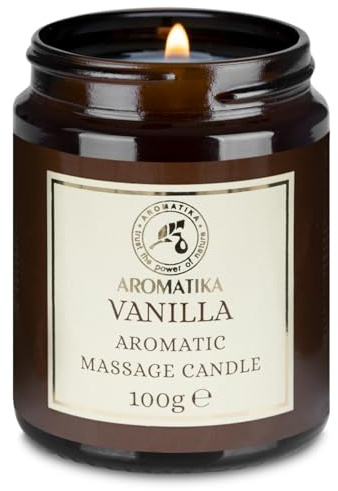 Bougie de Massage Vanille 100g - Bougie de Cire de Soja - Bougie aux Huiles de Noix de Coco et d'Amande - Oléorésine de Vanille - Massage Relaxante - Calmant - Beauté - Cosmétiques - Aromathérapie