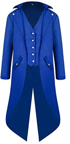 Generisch Mittelalter Kleidung Herren Smoking Steampunk Mantel Halloween Karneval Viktorianisches Gehrock Herren Gothic Frack Jacke Mittelalter Mantel Karneval Kostüm Cosplay Fashing Smoking