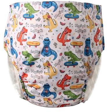 harayaa Adult Cloth Diaper Washable Nappy Cover Incontinence Pants Quick to Dry Leakproof Waterproof, Dinosaur XXL