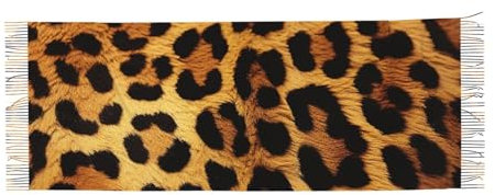 OUSIKA Kaschmirschal für Damen, Leopardenmuster, warm, leicht, bequem, für Herbst und Winter, Schwarz, Einheitsgröße