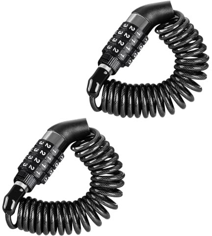 2 Stück Helmschloss Motorrad Kabelschloss Zahlenschloss 4 Stellig Schloss mit Zahlencode Fahrradschloss für Fahrrad, Tricycle, Motorrad