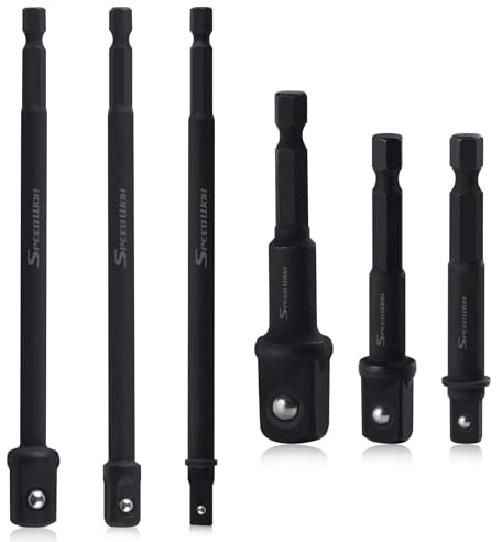 SPEEDWOX 6Pcs 3-Inch and 6-Inch Impact Grade Socket Adapter Set Socket Adapter Extension Set Impact Adapter Set Socket Sets 1/4 3/8 1/2 Impact Socket Adapter Set 1/4 Hex Shank Socket Driver