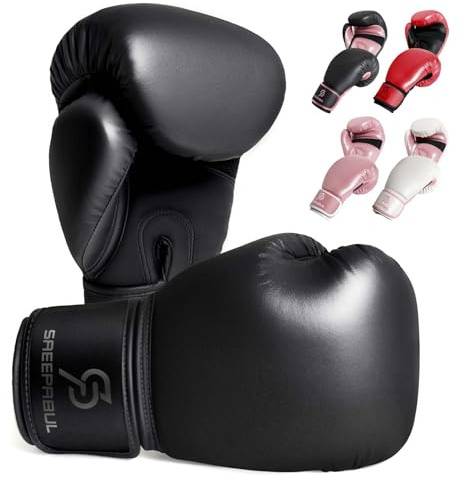 SAEEPABUL S200 Boxing Gloves for Men and Women Suitable for Boxing Kickboxing Mixed Martial Arts Maui Thai MMA Heavy Bag Fighting Training Black, 16oz
