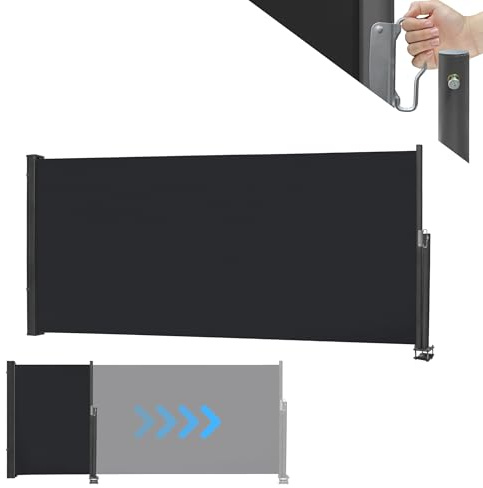 MAYTIIMO Seitenmarkise Ausziehbar Sichtschutz UV-Schutz Blickdicht Markise Windschutz Seitenrollo aus Polyester für Balkon Terrasse, 120 x 300 cm, Anthrazit