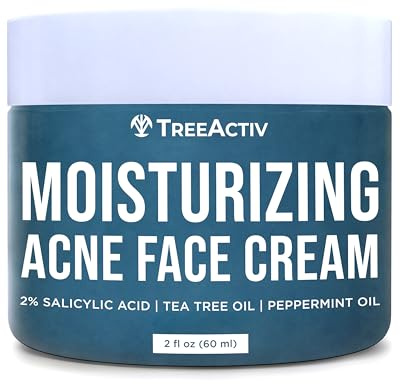 TreeActiv Acne Cream Original Formula, 2 fl oz, 2% Salicylic Acid Face Moisturizer for Oily & Acne-Prone Skin, Lightweight Hydrating Facial Cream