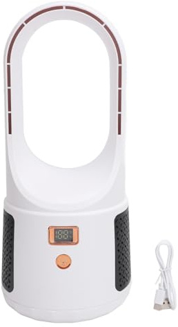 Septpenta Ventilatore da Tavolo USB Senza Pale, Ventilatore da Ufficio Silenzioso Compatto a 6 velocità, Ventola di Raffreddamento Personale con Display di Alimentazione per Camera (Bianco)