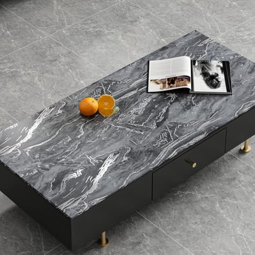 VaryFloral Matte Marble Effect Wallpaper 30cmx300cm Peel and Stick Wallpaper Silver Self Adhesive Contact Paper Black Sticky Back Plastic Thickened Worktop Vinyl Covering Vinyl Wrap for Furniture