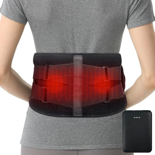 AROMA SEASON Wärmegürtel Vibrationsmassage mit Akku | Heizkissen für Rücken mit Massagegerät und Abschaltautomatik | Kabellos Rückenwärmer