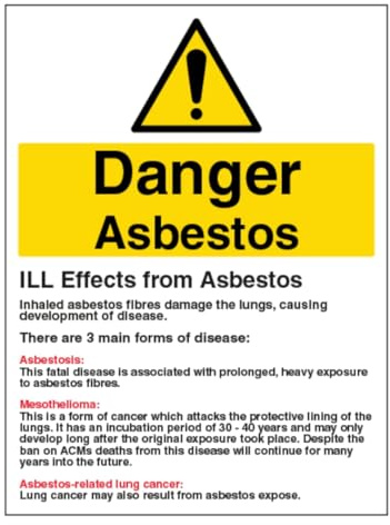 V Safety Hinweisschild Danger Asbestos Guidance – Hochformat, 150 x 200 mm, 2 mm, superrobuster Hartkunststoff