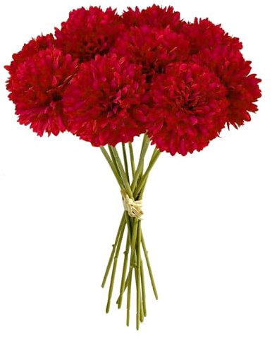 GIUSOBG Hortensia Artificielle,12 Pièces Artificielles Hortensia Fleurs Artificielles Déco Fausse Fleur Decoration Plantes Faux Soie Bouquet de Simulation,pour Mariage Maison Hôtel Fête (Rojo)
