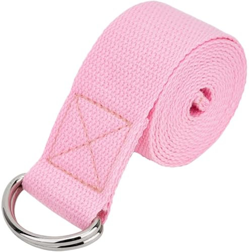 MAYANGYANG Yoga Gurt 183 * 3,8 cm Yoga-Gurt mit Verstellbarer D-Ring-Schnalle, Baumwoll-Übungsgurte for tägliches Dehnen, Stretchbänder Yogagurt(Pink)
