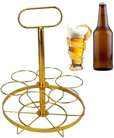 Porta della birra, portaoggetti - Organizzatore di soda a 6 bottiglie dorate - Cesto per le mani del vino, supporto per il display per ristoranti, discoteche, feste da ballo