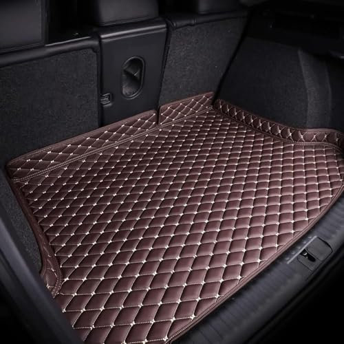 AUHOAZ Auto Leder Kofferraummatte für VW Golf 8 Variant, Wasserdicht Kofferraumwanne Schutzmatte Antirutsch Kofferraum Schutz Interieur Zubehör,Coffee