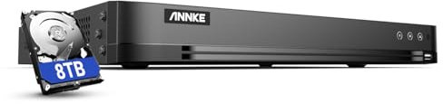 ANNKE 4K 16 Kanal DVR Recorder H.265+ Überwachungssystem Rekorder DVR für Analog/AHD/TVI/IP CCTV Kamera, Intelligente Person- und Fahrzeugerkennung, E-Mail-Benachrichtigung, 8TB Festplatte
