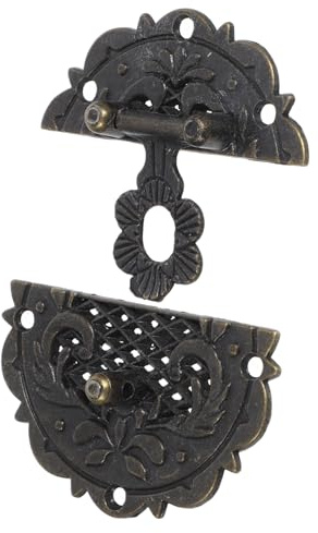 Tofficu 1 Juego Pestillo Decorativo Vintage con Diseño de Flor Redonda para Cajas de Joyería y Muebles Cierre Antiguo de Aleación con Tornillos para Instalación Rápida y Estilo Clásico