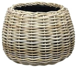 Klocke Dekorationsbedarf Rattan Pflanzkorb mit Einsatz - Handgeflochtener Pflanzkübel für Innen & Außen - Robuste Pflanzschale für Terrasse, Garten & Wohnbereich - Naturlook (⌀ 29 cm - H: 19 cm)
