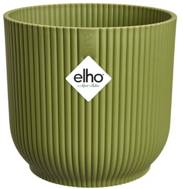 elho Vibes Fold Round 14 - Flower Pot from 100% Recycled Plastic - Indoor Plant Pot - Ø 14.1 x H 12.9 cm - Green/Fern Green